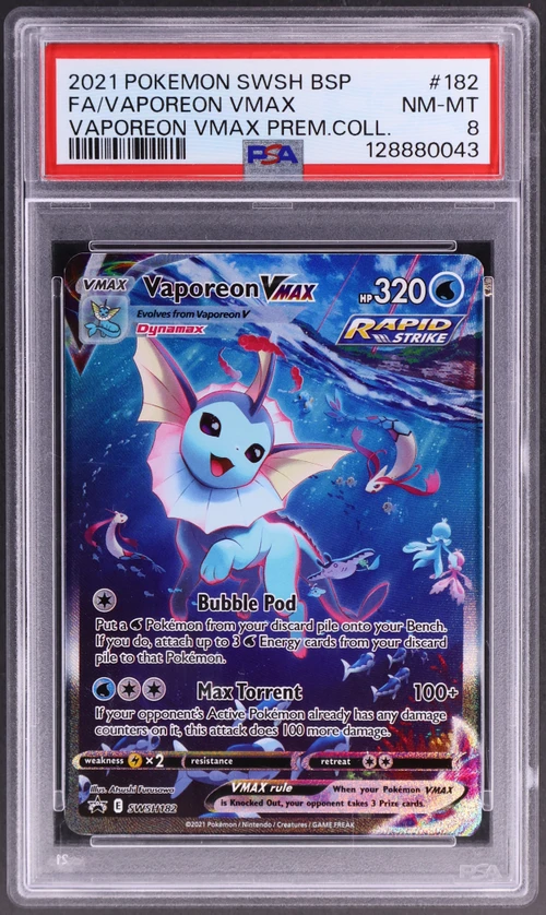 2021 Pokemon Swsh Black Star Promo #182 Full Art / Vaporeon Vmax Vaporeon Vmax Premium Collection