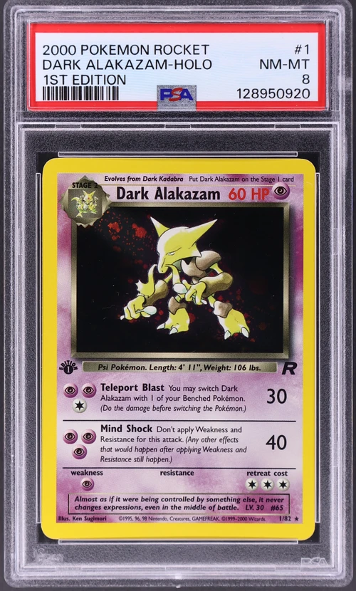 2000 Pokemon Rocket #1 Dark Alakazam-Holo 1st Edition