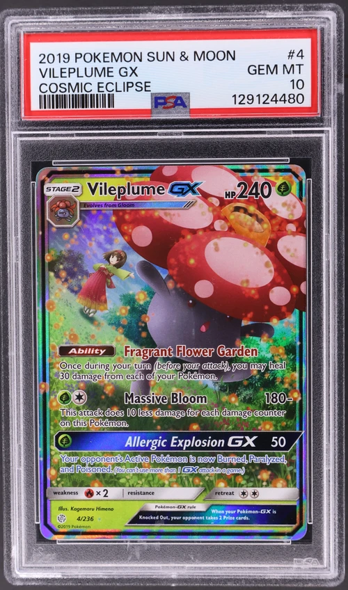 2019 Pokemon Sun & Moon Cosmic Eclipse #4 Vileplume Gx (PSA 10)