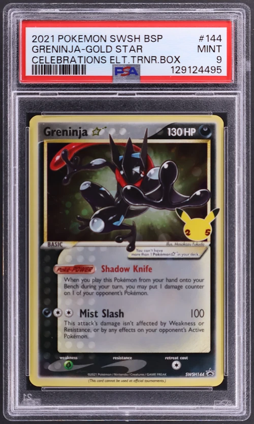 2021 Pokemon Swsh Black Star Promo #144 Greninja-Gold Star Celebrations Elite Trainer Box
