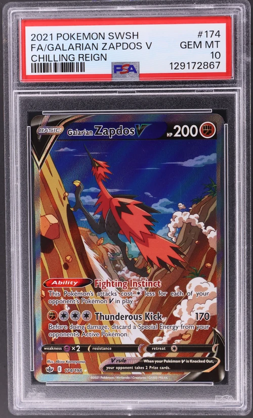 2021 Pokemon Sword & Shield Chilling Reign #174 Full Art / Galarian Zapdos V