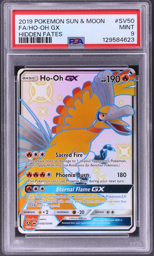 2019 Pokemon Sun & Moon Hidden Fates #SV50 Full Art / Ho-Oh Gx