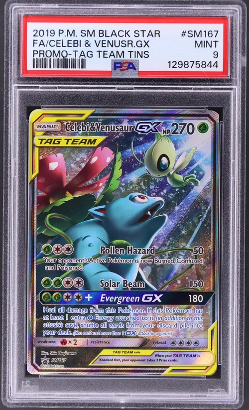 2019 Pokemon Sm Black Star Promo #SM167 Full Art / Celebi & Venusaur Gx Tag Team Tins
