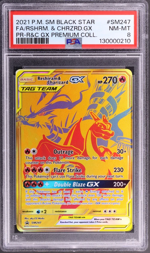 2021 Pokemon Sm Black Star Promo #SM247 Full Art / Reshiram & Charizard Gx Reshiram & Charizard Gx Premium Collection