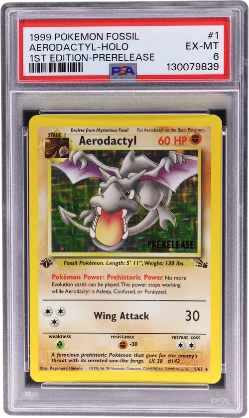 1999 Pokemon Fossil #1 Aerodactyl-Holo 1st Edition-Prerelease