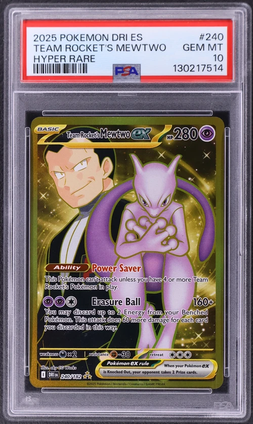 2025 Pokemon Dri En-Destined Rivals #240 Team Rocket's Mewtwo Ex Hyper Rare