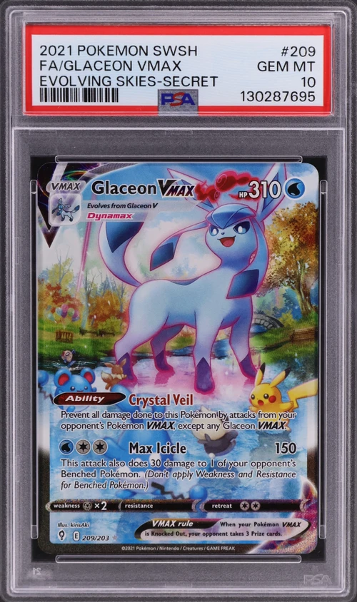 2021 Pokemon Sword & Shield Evolving Skies #209 Full Art / Glaceon Vmax Secret