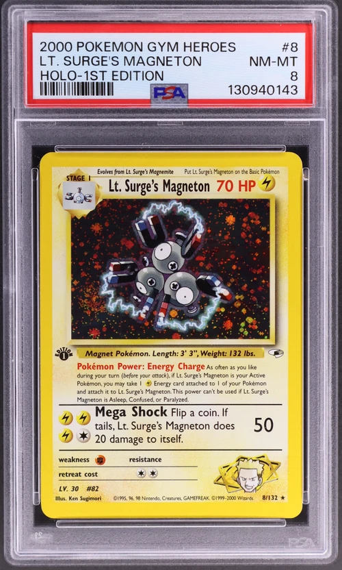 2000 Pokemon Gym Heroes #8 Lt. Surge's Magneton Holo-1st Edition
