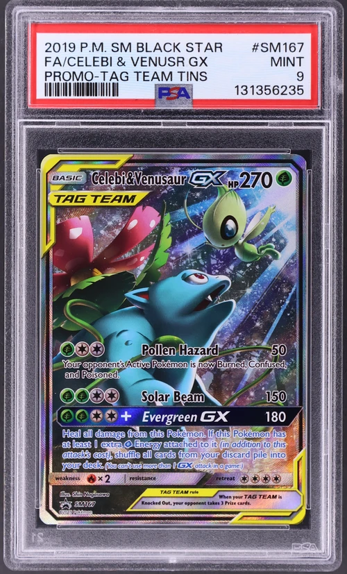 2019 Pokemon Sm Black Star Promo #SM167 Full Art / Celebi & Venusaur Gx Tag Team Tins