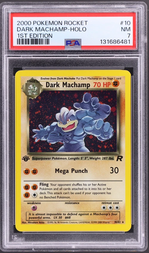 2000 Pokemon Rocket #10 Dark Machamp-Holo 1st Edition
