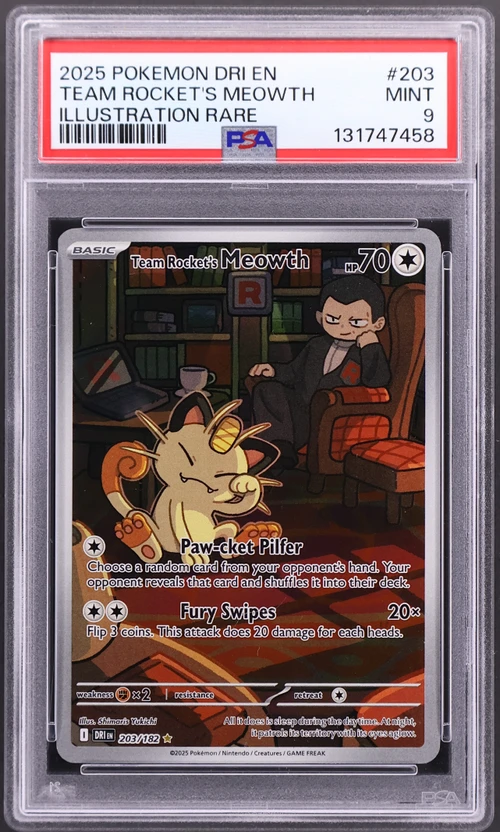 2025 Pokemon Dri En-Destined Rivals #203 Team Rocket's Meowth Illustration Rare