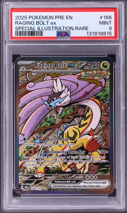 2025 Pokemon Pre En-Prismatic Evolutions #166 Raging Bolt Ex Special Illustration Rare