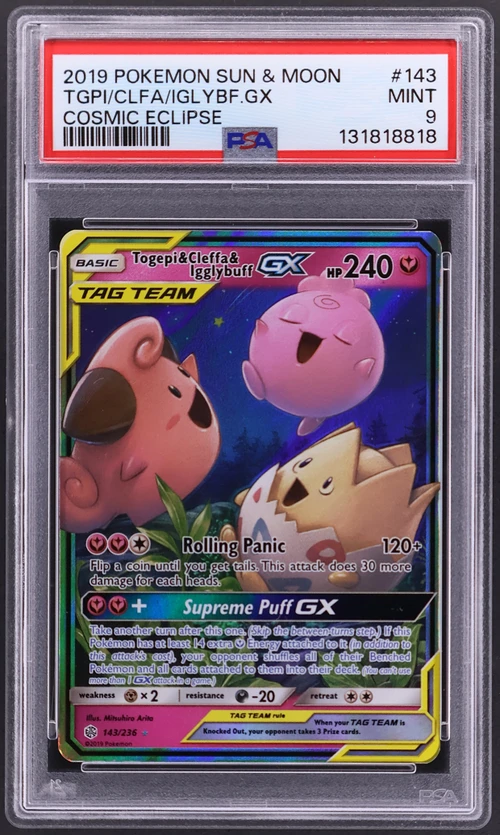 2019 Pokemon Sun & Moon Cosmic Eclipse #143 Togepi & Cleffa & Igglybuff Gx