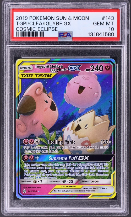 2019 Pokemon Sun & Moon Cosmic Eclipse #143 Togepi & Cleffa & Igglybuff Gx