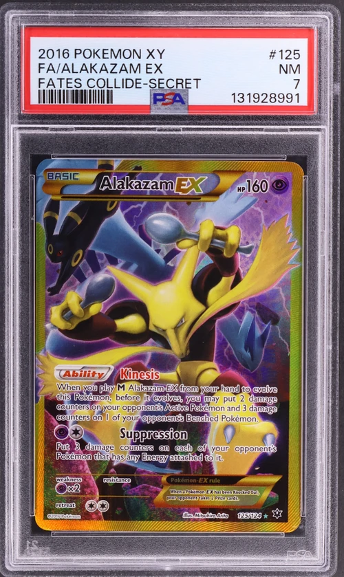 2016 Pokemon Xy Fates Collide #125 Full Art / Alakazam Ex Secret