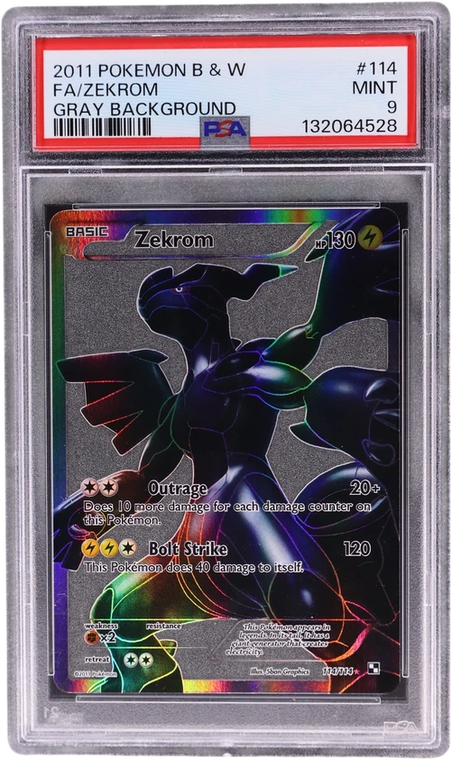2011 Pokemon Black & White #114 Full Art / Zekrom Gray Background