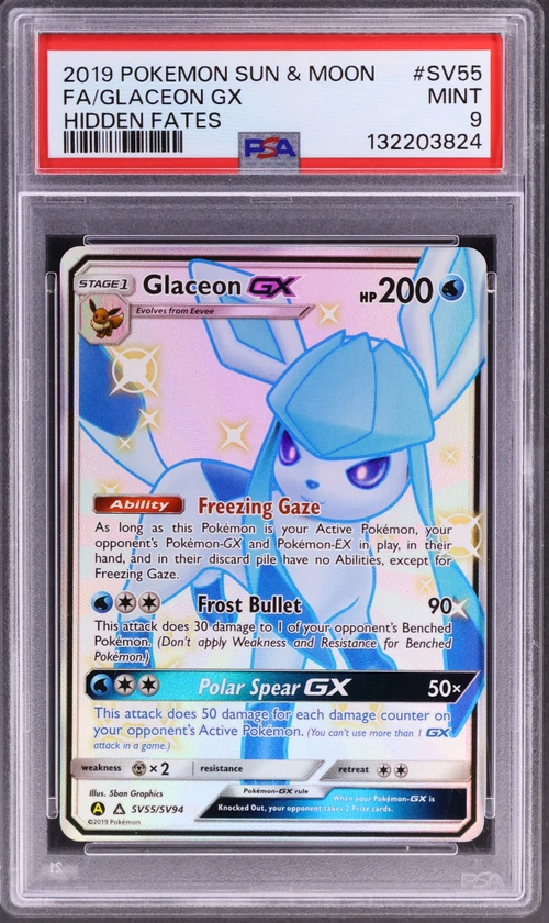 2019 Pokemon Sun & Moon Hidden Fates #SV55 Full Art / Glaceon Gx