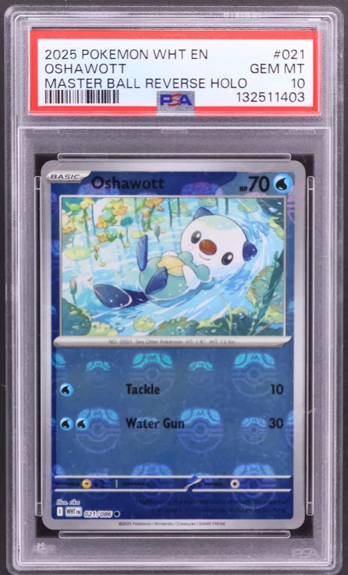 2025 Pokemon Wht En-White Flare #021 Oshawott Master Ball Reverse Holo