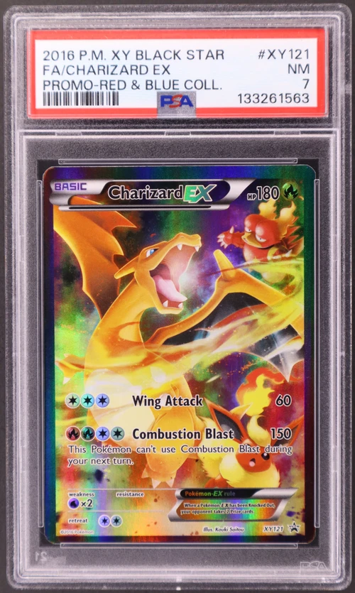 2016 Pokemon Xy Black Star Promo #XY121 Full Art / Charizard Ex Red & Blue Collection