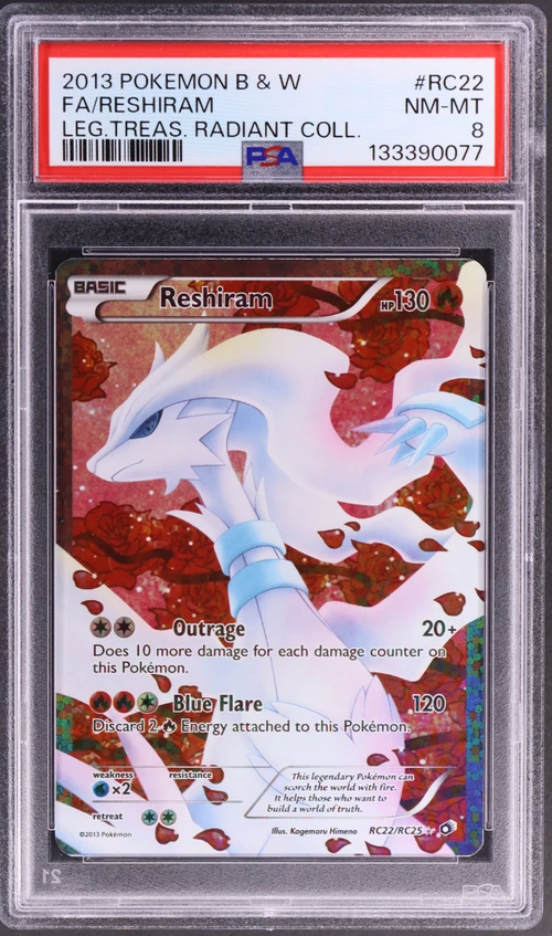 2013 Pokemon Black & White Legendary Treasures Radiant Collection #RC22 Full Art / Reshiram