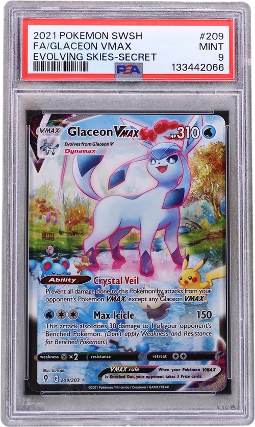 2021 Pokemon Sword & Shield Evolving Skies #209 Full Art / Glaceon Vmax Secret