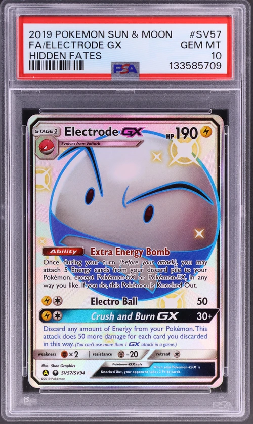 2019 Pokemon Sun & Moon Hidden Fates #SV57 Full Art / Electrode Gx