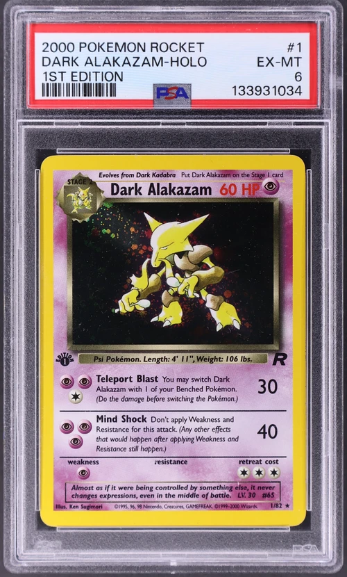 2000 Pokemon Rocket #1 Dark Alakazam-Holo 1st Edition