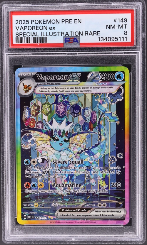 2025 Pokemon Pre En-Prismatic Evolutions #149 Vaporeon Ex Special Illustration Rare