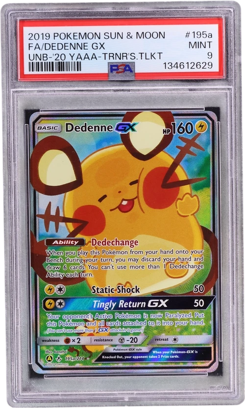 2019 Pokemon Sun & Moon Unbroken Bonds #195a Full Art / Dedenne Gx 2020 Yellow a Alternate Art Trainer's Toolkit