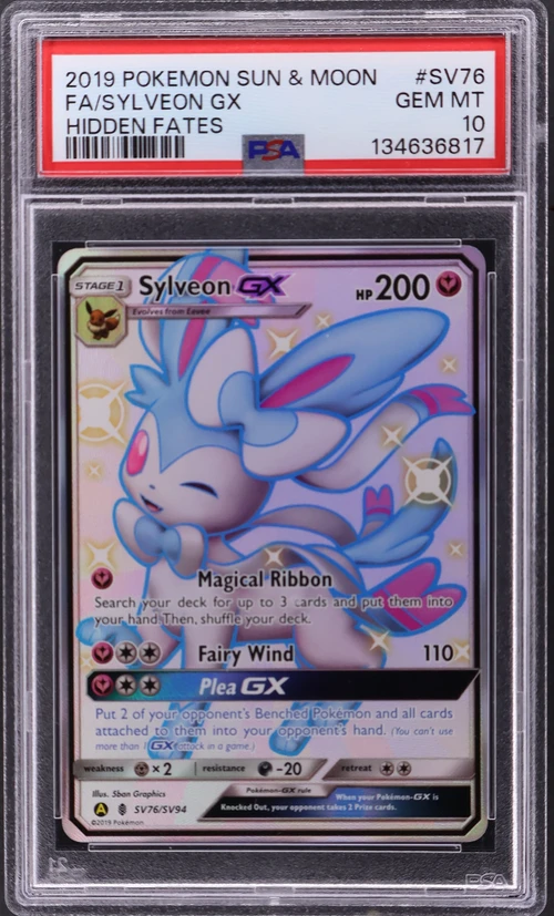 2019 Pokemon Sun & Moon Hidden Fates #SV76 Full Art / Sylveon Gx