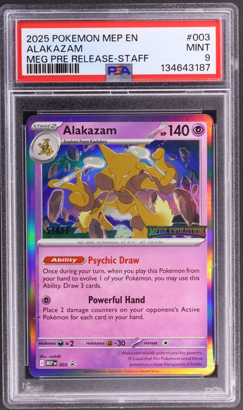 2025 Pokemon Mep En-Me Black Star Promo #003 Alakazam Mega Evolution Prerelease-Staff
