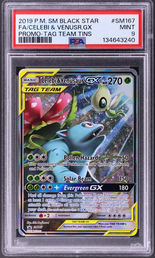 2019 Pokemon Sm Black Star Promo #SM167 Full Art / Celebi & Venusaur Gx Tag Team Tins