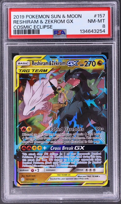 2019 Pokemon Sun & Moon Cosmic Eclipse #157 Reshiram & Zekrom Gx