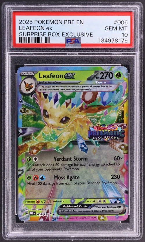 2025 Pokemon Pre En-Prismatic Evolutions #006 Leafeon Ex Surprise Box Exclusive