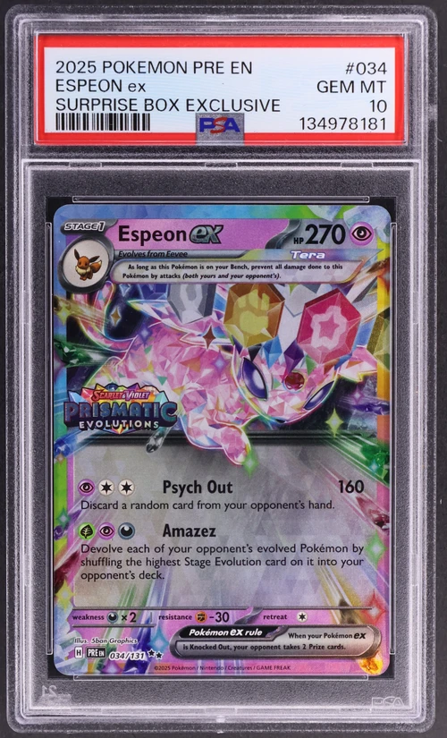 2025 Pokemon Pre En-Prismatic Evolutions #034 Espeon Ex Surprise Box Exclusive