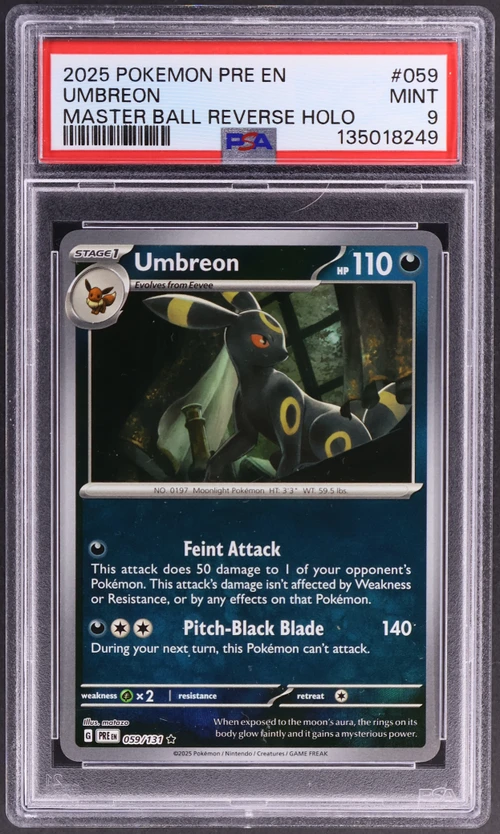 2025 Pokemon Pre En-Prismatic Evolutions #059 Umbreon Master Ball Reverse Holo