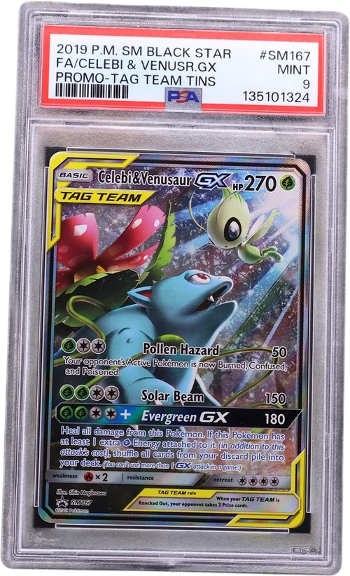 2019 Pokemon Sm Black Star Promo #SM167 Full Art / Celebi & Venusaur Gx Tag Team Tins