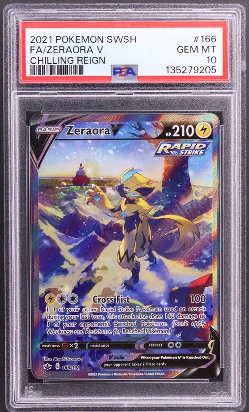 2021 Pokemon Sword & Shield Chilling Reign #166 Full Art / Zeraora V