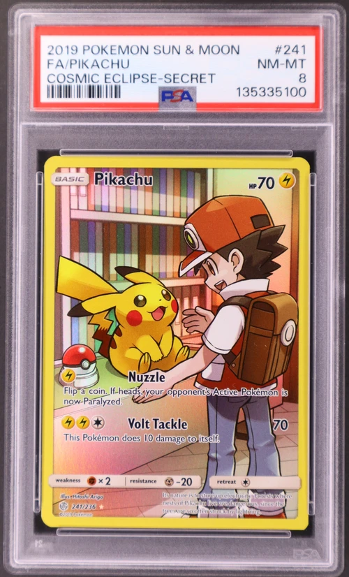 2019 Pokemon Sun & Moon Cosmic Eclipse #241 Full Art / Pikachu Secret
