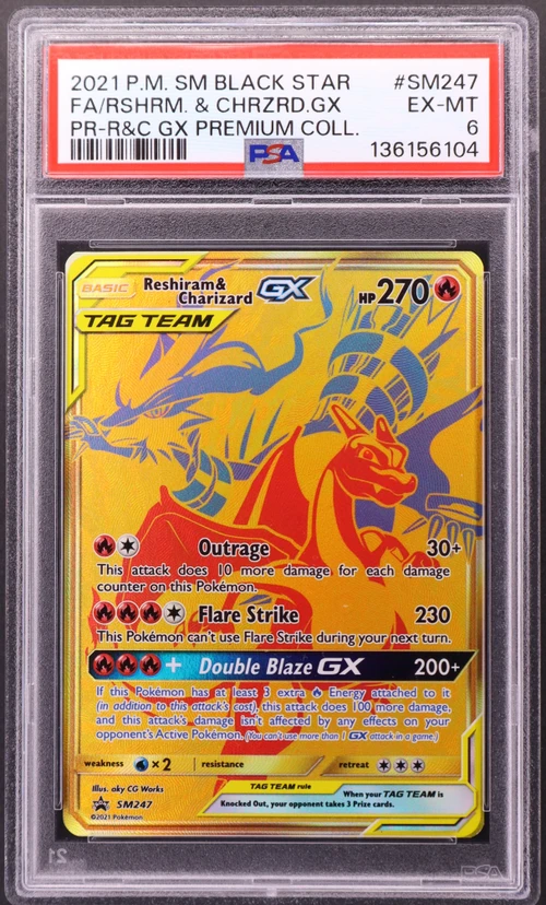 2021 Pokemon Sm Black Star Promo #SM247 Full Art / Reshiram & Charizard Gx Reshiram & Charizard Gx Premium Collection