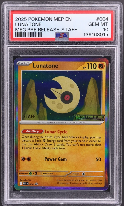 2025 Pokemon Mep En-Me Black Star Promo #004 Lunatone Mega Evolution Prerelease-Staff