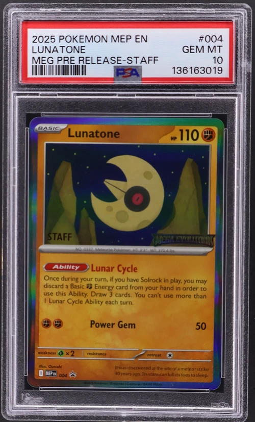 2025 Pokemon Mep En-Me Black Star Promo #004 Lunatone Mega Evolution Prerelease-Staff