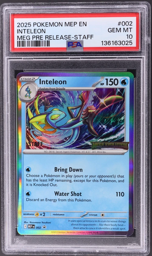 2025 Pokemon Mep En-Me Black Star Promo #002 Inteleon Mega Evolution Prerelease-Staff