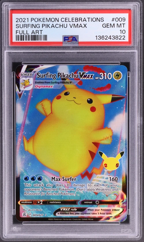 2021 Pokemon Celebrations #009 Full Art / Surfing Pikachu Vmax