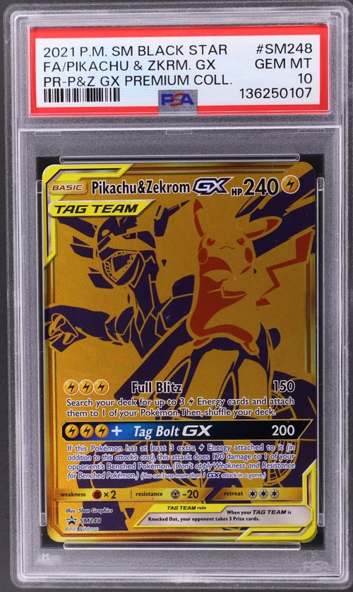 2021 Pokemon Sm Black Star Promo #SM248 Full Art / Pikachu & Zekrom Gx Pikachu & Zekrom Gx Premium Collection