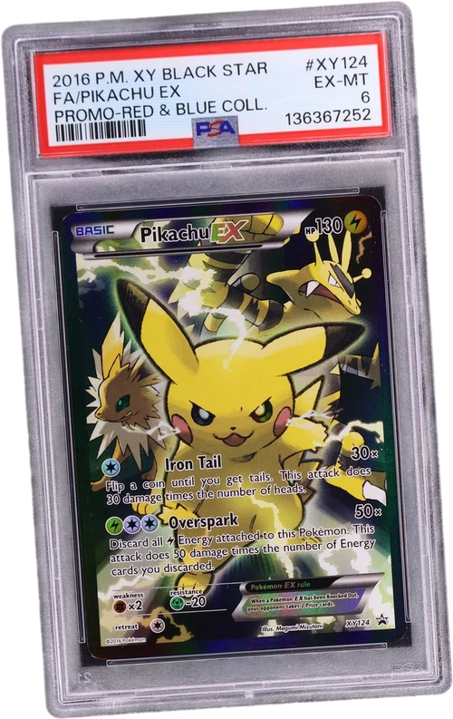 2016 Pokemon Xy Black Star Promo #XY124 Full Art / Pikachu Ex Red & Blue Collection