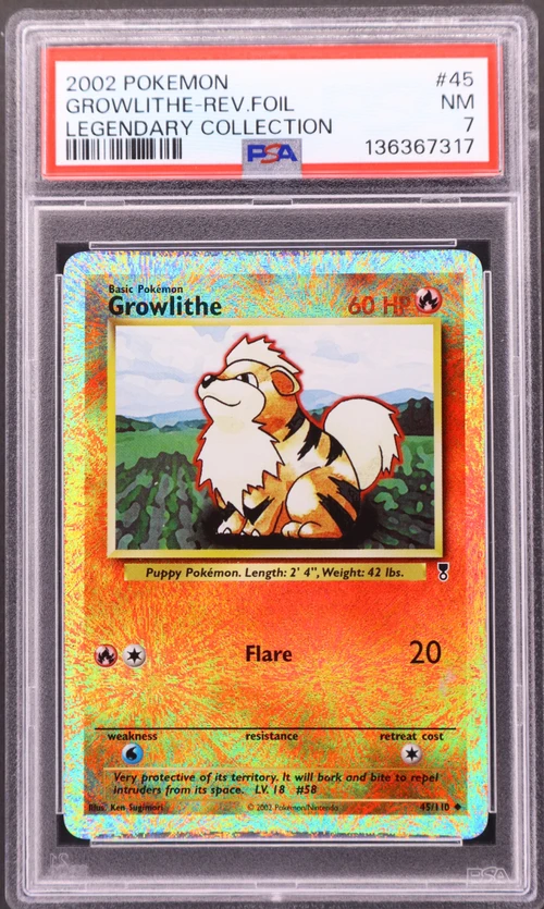 2002 Pokemon Legendary Collection #45 Growlithe-Reverse Foil
