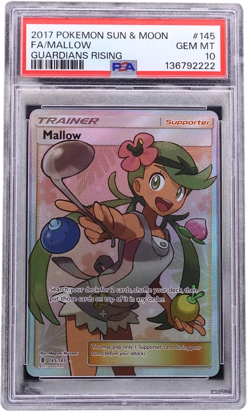 2017 Pokemon Sun & Moon Guardians Rising #145 Full Art / Mallow