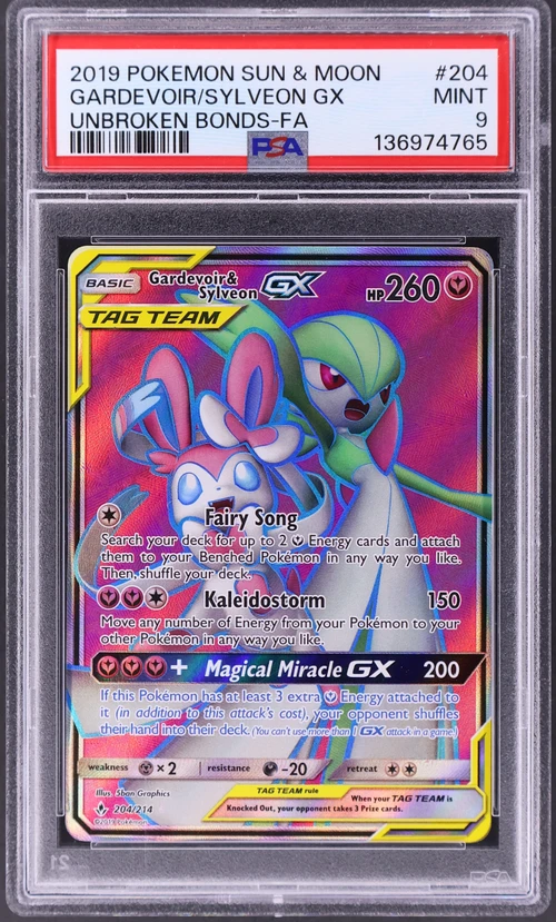 2019 Pokemon Sun & Moon Unbroken Bonds #204 Full Art / Gardevoir & Sylveon Gx