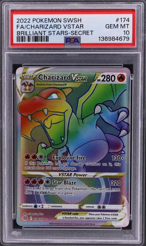 2022 Pokemon Sword & Shield Brilliant Stars #174 Full Art / Charizard Vstar Secret